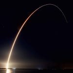 image of rocket in night sky in aerospace marketing blog